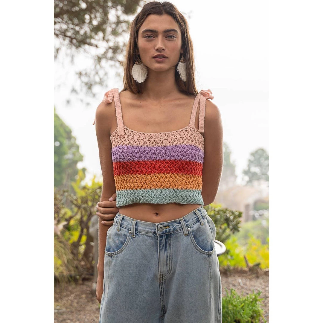 POL SLEAVELESS COLOR BLOCK SWEATER SWEATERS 1 POL SLEAVELESS COLOR BLOCK SWEATER SWEATERS