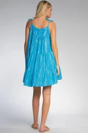 ELAN METALLIC ARROW PRINT RUFFLE DRESS