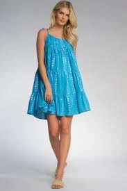 ELAN METALLIC ARROW PRINT RUFFLE DRESS