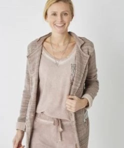 LOOK MODE COTTON STRIPED JACKET WITH ZIPPERS OUTERWEAR