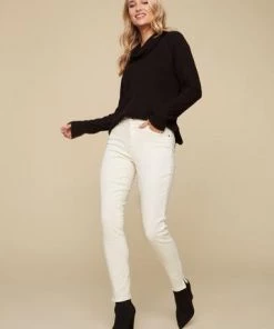 CHARLIE B SIDE ZIP DETAIL TWILL PANTS