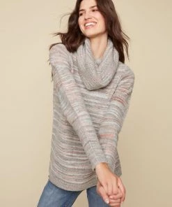 CHARLIE B SWEATERS COWL NECK SWEATER