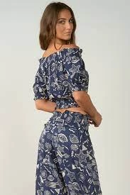 ELAN NAVY SHELL PRINT TOP