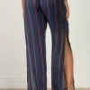 ELAN NAVY STRIPE PANTS W/ CENTER SLIT