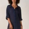 ELAN NAVY BUTTON DOWN DRESS