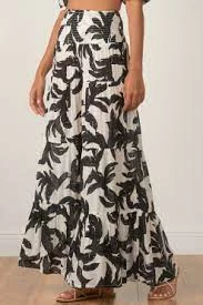 ELAN CREAM TAUPE MONO LEAF PANT