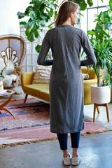 MODODOC SWEATERS DUSTER CARDIGAN JACKET W/ PATCH POCKETS