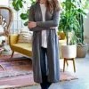 MODODOC SWEATERS DUSTER CARDIGAN JACKET W/ PATCH POCKETS