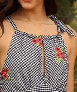 EVA FRANCO RED POPPY GINGHAM MAXI DRESS DRESSES