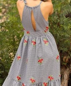 EVA FRANCO RED POPPY GINGHAM MAXI DRESS DRESSES