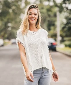VERTE BOHO FRINGE KNIT SWEATER TOP