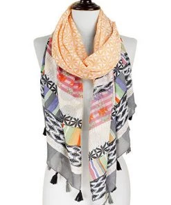 SUZI MULTI PATTERN & TASSEL SCARF