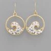 GOLDEN STELLA BEADED WAVE CIRCLE EARRINGS