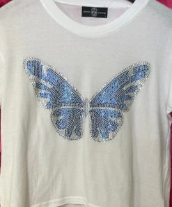 HIPCHIK TOPS RHINESTONE METALLIC T-SHIRT
