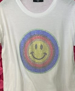 HIPCHIK TOPS RHINESTONE METALLIC T-SHIRT