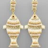GOLDEN STELLA BEADED 2 FISH EARRINGS
