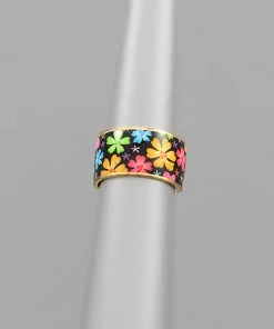 GOLDEN STELLA FLOWER PATTERN RING