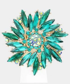 WONA TRADING LARGE CRYSTAL FLOWER RING