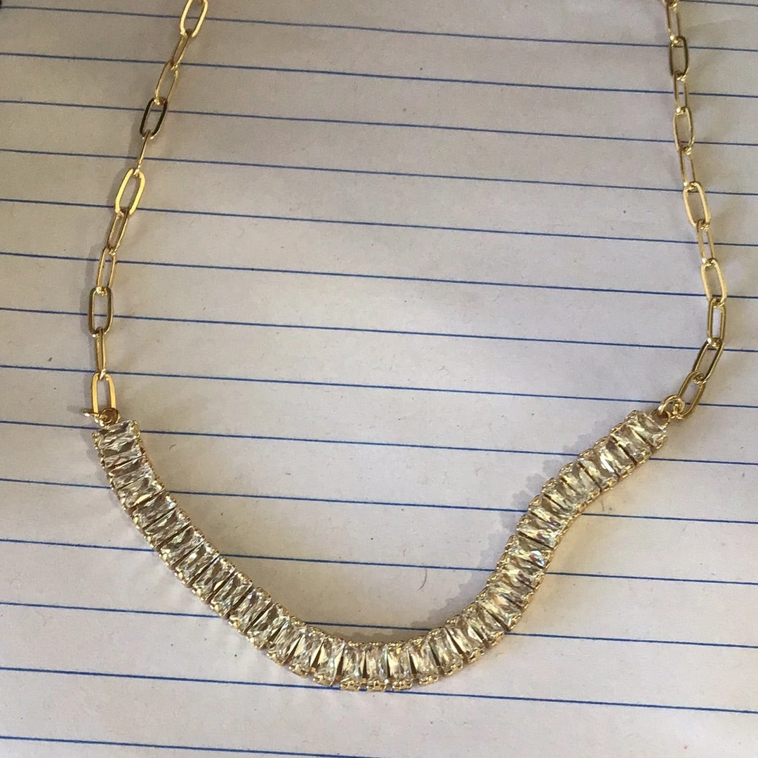 GOLDEN STELLA 1/4 BAGUETTE NECKLACE NECKLACES 1 GOLDEN STELLA 1/4 BAGUETTE NECKLACE NECKLACES