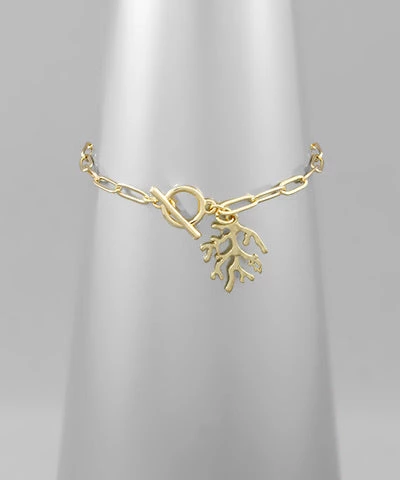 GOLDEN STELLA BRACELETS CORAL CHARM CHAIN BRACELET 1 GOLDEN STELLA BRACELETS CORAL CHARM CHAIN BRACELET