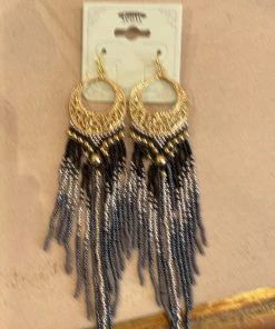 GOLDEN STELLA VINTAGE BEAD TASSEL EARRINGS