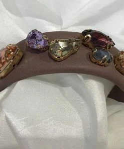 SWEET LOLA DUSTY PINK LEATHERETTE WITH MULTI COLOR CRYSTALS BRACELET