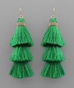 GOLDEN STELLA THREE LAYER TASSEL EARRINGS