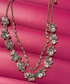 GOLDEN STELLA NECKLACES GOLD & CLEAR DOUBLE NECKLACE