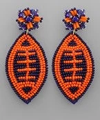 GOLDEN STELLA BEADED FOOTBALL EARRINGS