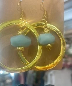 DYLAN GOLD AND TEAL CIRCLE EARRINGS