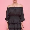 MODA POSA DRESSES BLACK COTTON RUFFLE DRESS