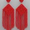 GOLDEN STELLA BEADED RHOMBUS TASSEL EARRINGS