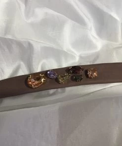 SWEET LOLA DUSTY PINK LEATHERETTE WITH MULTI COLOR CRYSTALS BRACELET