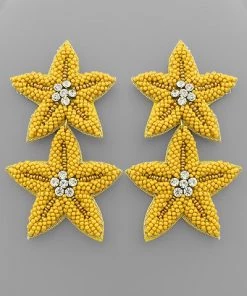 GOLDEN STELLA BEAD FLOWER EARRINGS