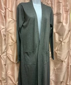 MODODOC SWEATERS DUSTER CARDIGAN JACKET W/ PATCH POCKETS