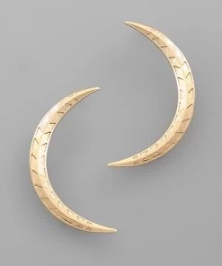 GOLDEN STELLA TRIANGLE PATTERN CRESCENT EARRINGS