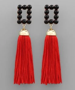 GOLDEN STELLA CCB RECTANGLE TASSEL EARRINGS
