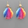 GOLDEN STELLA RAINBOW PAINTED SHELL EARRINGS