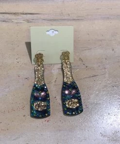 GOLDEN STELLA COLORFUL CHAMPAGNE BOTTLE EARRINGS
