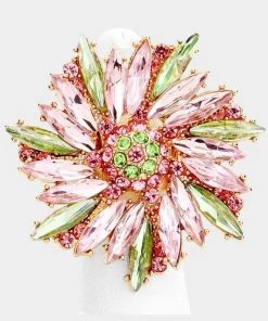 WONA TRADING LARGE CRYSTAL FLOWER RING