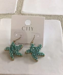 GOLDEN STELLA BEADED STARFISH EARRINGS