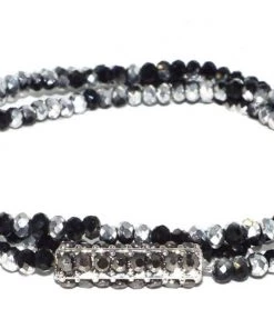 MARLYN SCHIFF BEADED WRAP BAR BRACELET