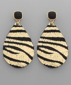GOLDEN STELLA LEATHER TIGER EARRINGS