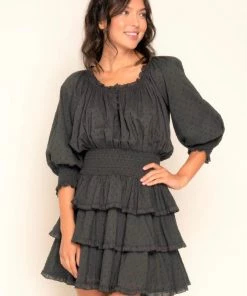 MODA POSA DRESSES BLACK COTTON RUFFLE DRESS 5 MODA POSA DRESSES BLACK COTTON RUFFLE DRESS