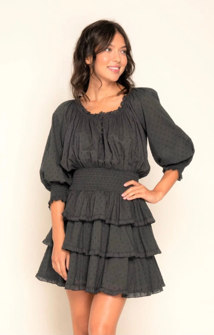 MODA POSA DRESSES BLACK COTTON RUFFLE DRESS 3 MODA POSA DRESSES BLACK COTTON RUFFLE DRESS