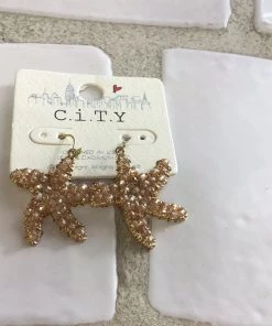 GOLDEN STELLA BEADED STARFISH EARRINGS