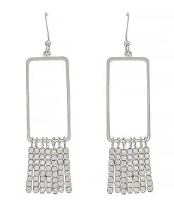 GOLDEN STELLA RECTANGLE FRINGE EARRINGS