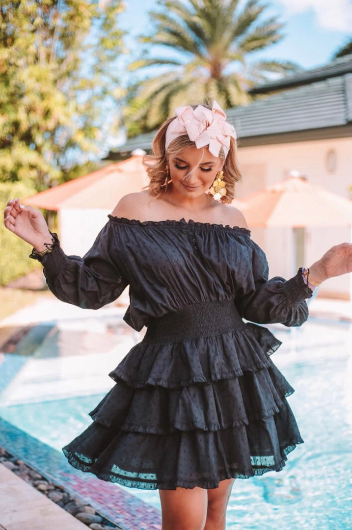 MODA POSA DRESSES BLACK COTTON RUFFLE DRESS 2 MODA POSA DRESSES BLACK COTTON RUFFLE DRESS