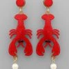 GOLDEN STELLA GLITTER LOBSTER EARRINGS WITH PEARL