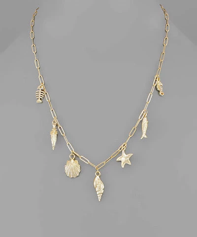 GOLDEN STELLA NECKLACES SEA LIFE CHARM CHAIN NECKLACE 1 GOLDEN STELLA NECKLACES SEA LIFE CHARM CHAIN NECKLACE